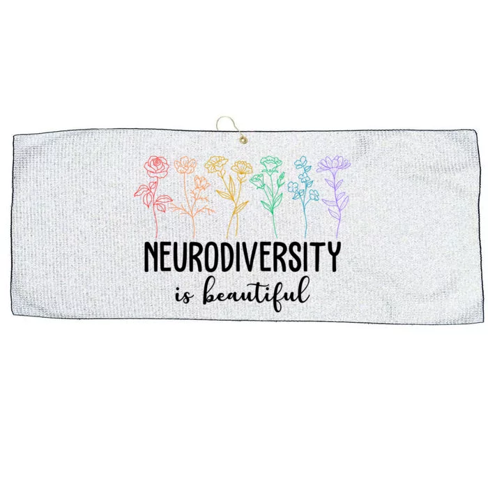 Neurodiversity Is Beautiful Colorful Flowers Large Microfiber Waffle Golf Towel