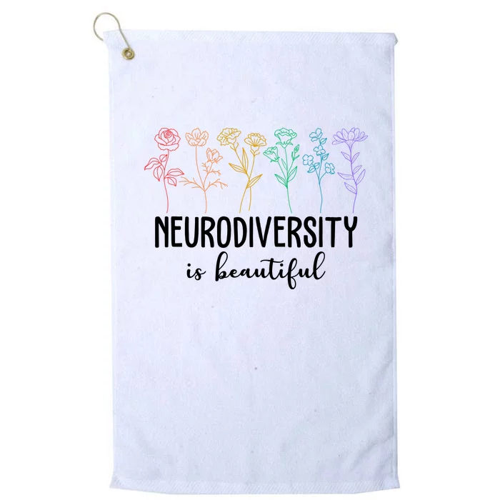 Neurodiversity Is Beautiful Colorful Flowers Platinum Collection Golf Towel