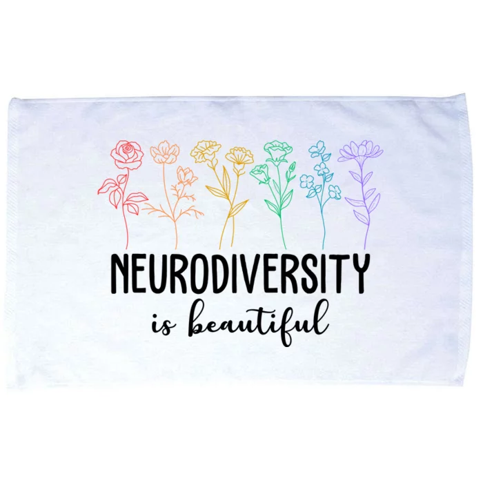 Neurodiversity Is Beautiful Colorful Flowers Microfiber Hand Towel