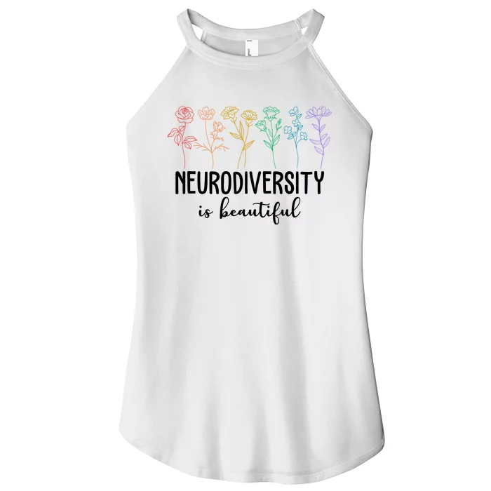 Neurodiversity Is Beautiful Colorful Flowers Women’s Perfect Tri Rocker Tank