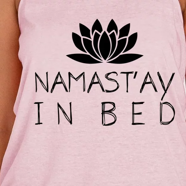 Namastay In Bed Funny Zen Yoga Buddhism Gift Women's Knotted Racerback Tank