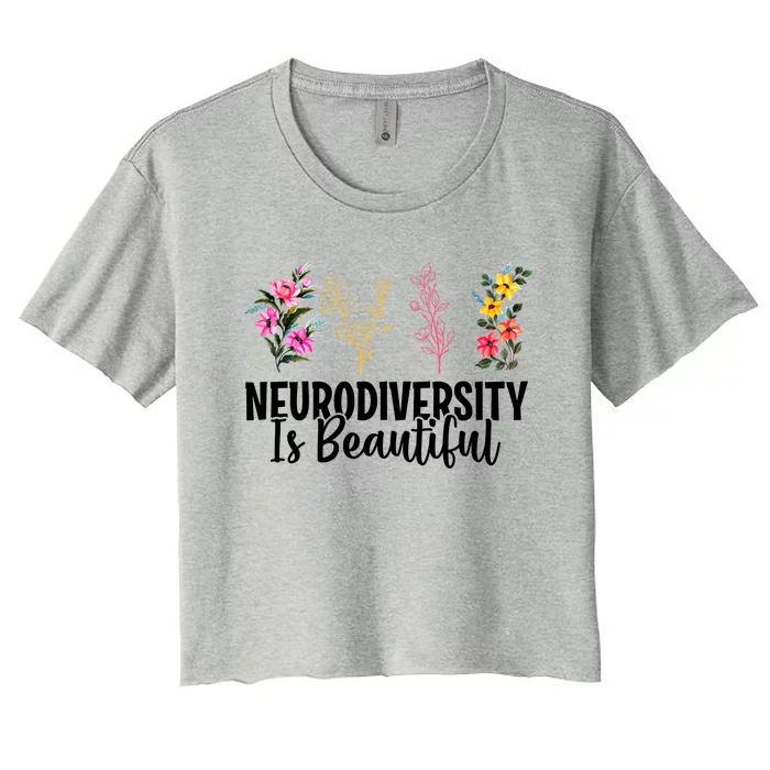 Neurodiversity Is Beautiful Autism Awareness Acceptance Gift Women's Crop Top Tee