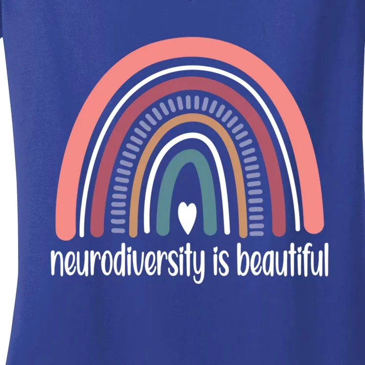 Neurodiversity Is Beautiful Autism Neurodivergent Adhd Great Gift Women's V-Neck T-Shirt