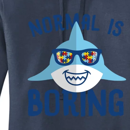 Normal Is Boring Puzzle Sunglasses Shark Autism Awareness Gift Women's Pullover Hoodie