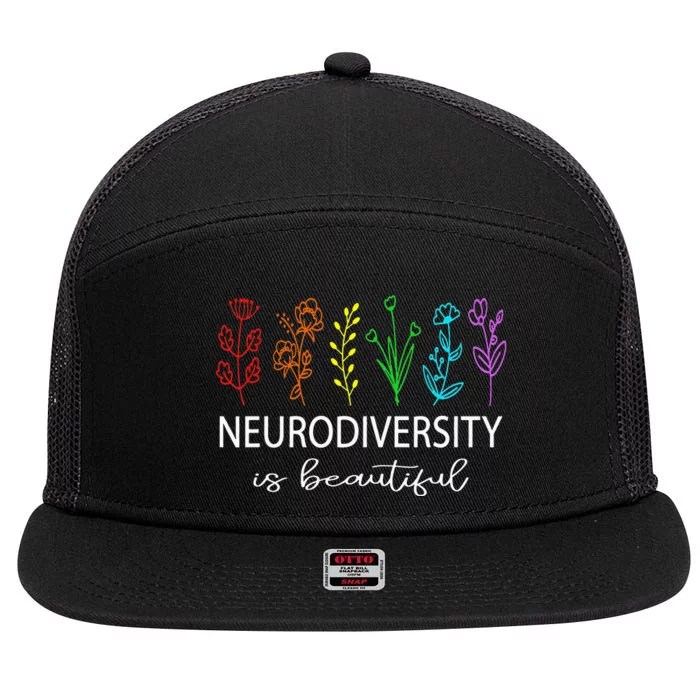 Neurodiversity is Beautiful Autism Awareness 7 Panel Mesh Trucker Snapback Hat