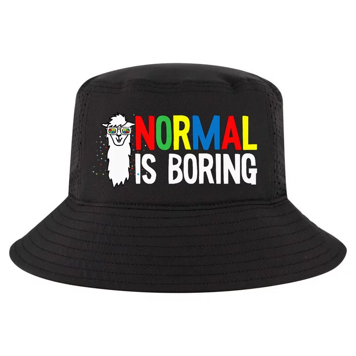 Normal Is Boring Autism Awareness Llama Puzzle Piece Cool Comfort Performance Bucket Hat