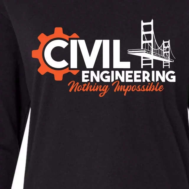 Nothing Impossible Bridge Engineer Civil Engineering Womens Cotton Relaxed Long Sleeve T-Shirt