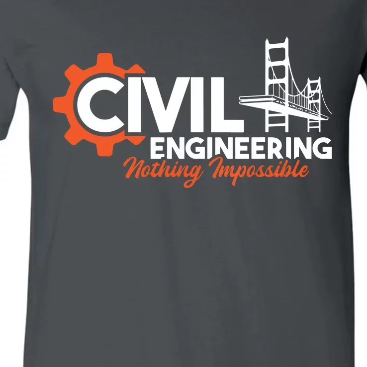 Nothing Impossible Bridge Engineer Civil Engineering V-Neck T-Shirt