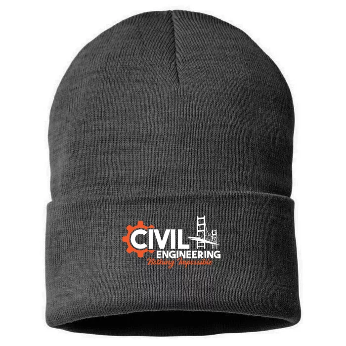 Nothing Impossible Bridge Engineer Civil Engineering Sustainable Knit Beanie