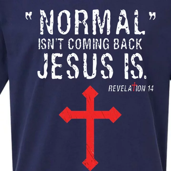 Normal Isn't Coming Back Jesus Is Revelation 14 Christian Sueded Cloud Jersey T-Shirt