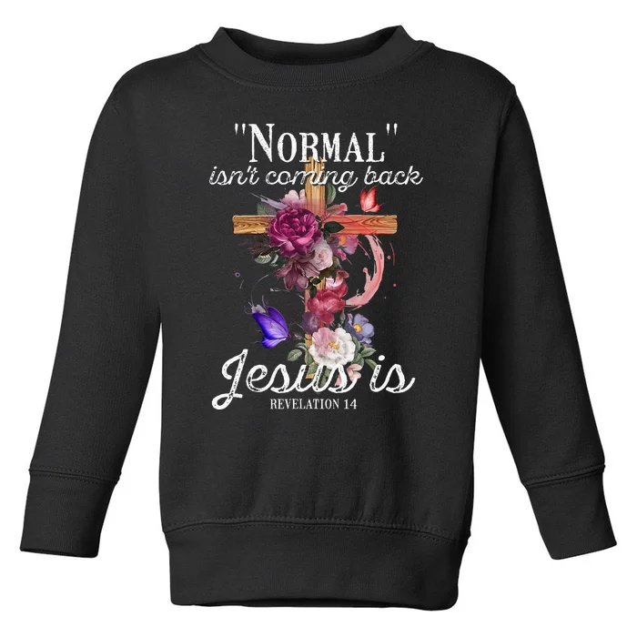 Normal Isnt Coming Back But Jesus Is Revelation 14 Costume Toddler Sweatshirt