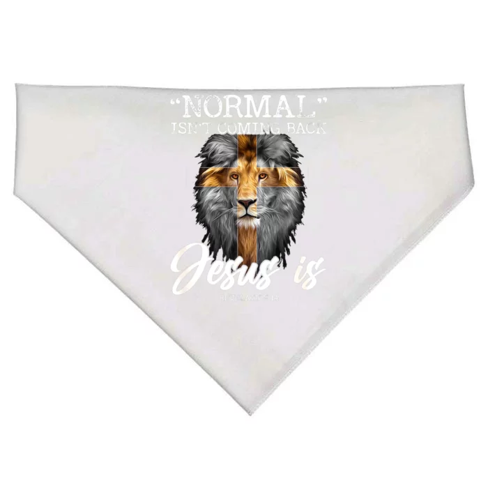 Normal Isnt Coming Back But Jesus Is Cross Christian USA-Made Doggie Bandana