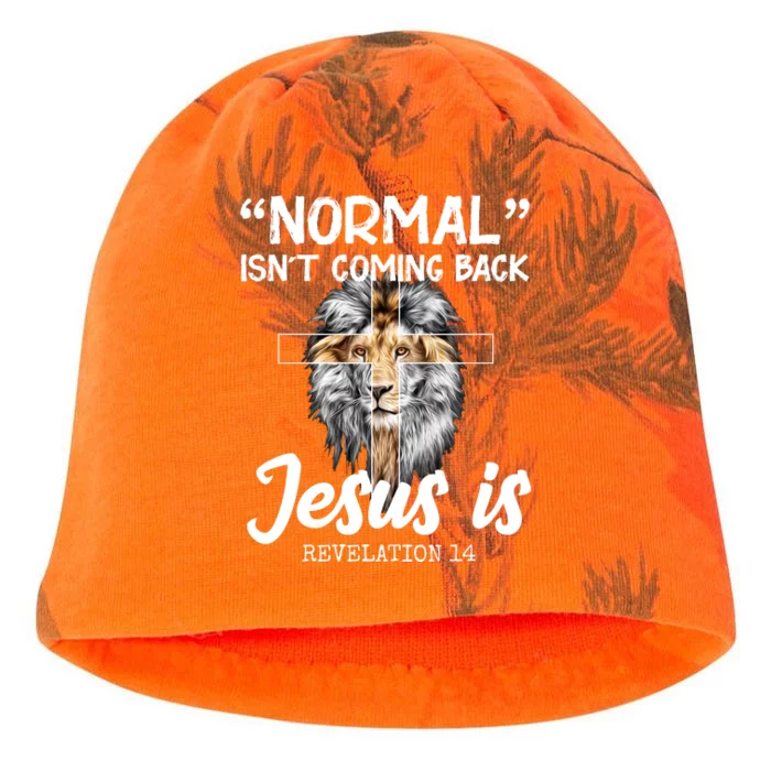 Normal Isn't Coming Back Jesus Is Revelations 14 Kati - Camo Knit Beanie