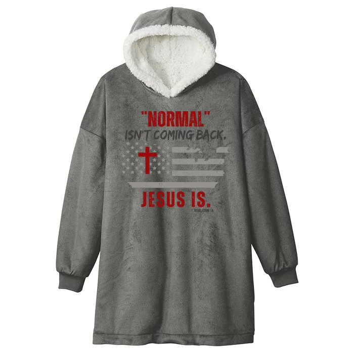 Normal Isnt Coming Back Jesus Is American Flag Cross Hooded Wearable Blanket