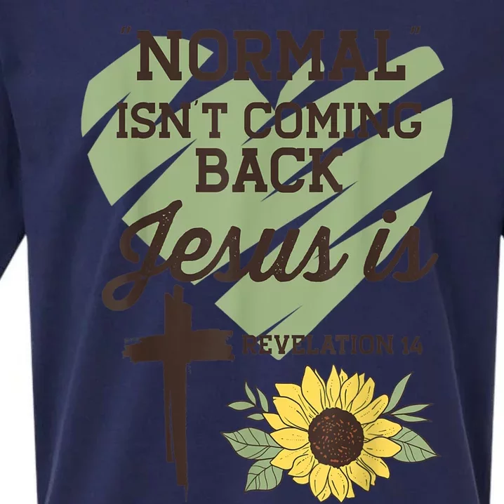 Normal Isnt Coming Back Jesus Is Christian Sueded Cloud Jersey T-Shirt