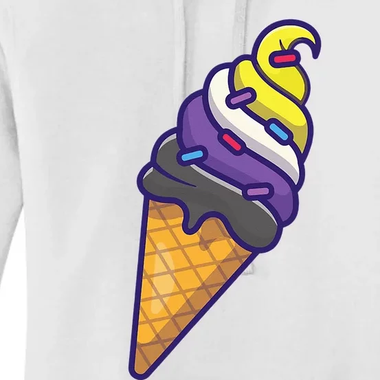 Nonbinary Icecream Cone Flag Enby Genderqueer LGBT Pride Women's Pullover Hoodie