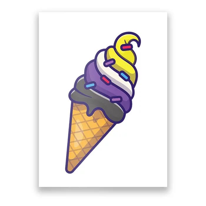 Nonbinary Icecream Cone Flag Enby Genderqueer LGBT Pride Poster