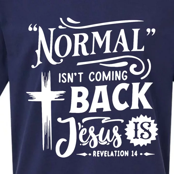 Normal Isn't Coming Back Jesus Is Christian Cross American Sueded Cloud Jersey T-Shirt