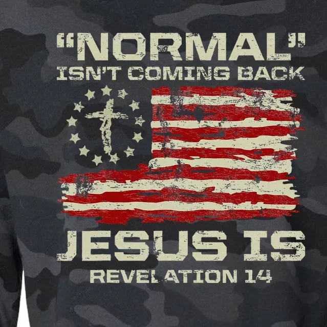 Normal IsnT Coming Back Jesus Is Christian American Flag Cropped Pullover Crew