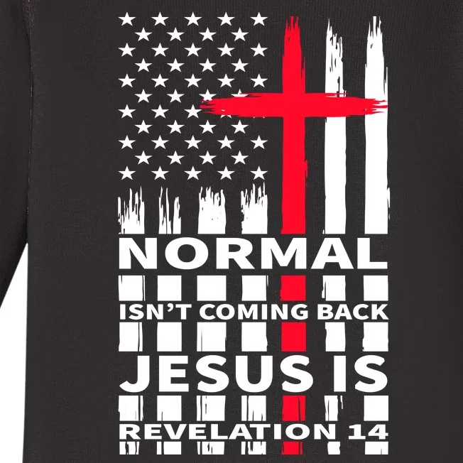 Norman Isnt Coming Back Jesus Is Revelation 14 Christ Christianity Baby Long Sleeve Bodysuit