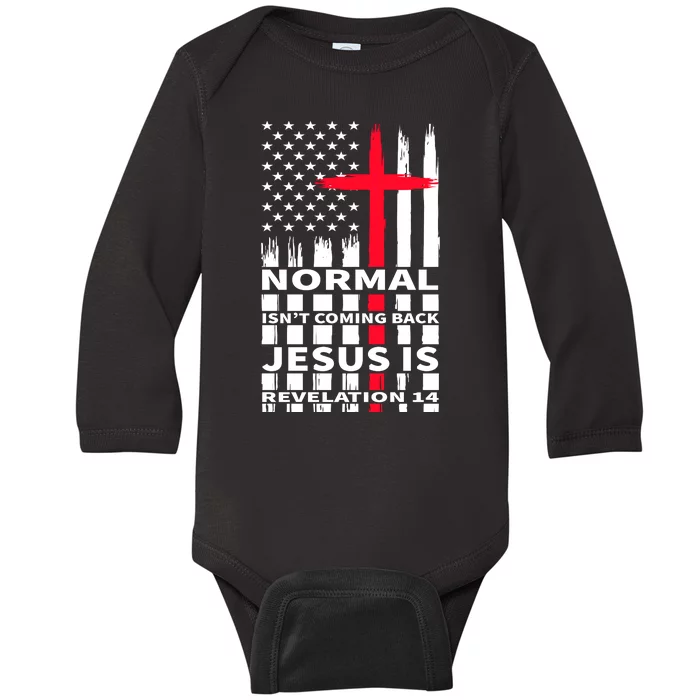 Norman Isnt Coming Back Jesus Is Revelation 14 Christ Christianity Baby Long Sleeve Bodysuit