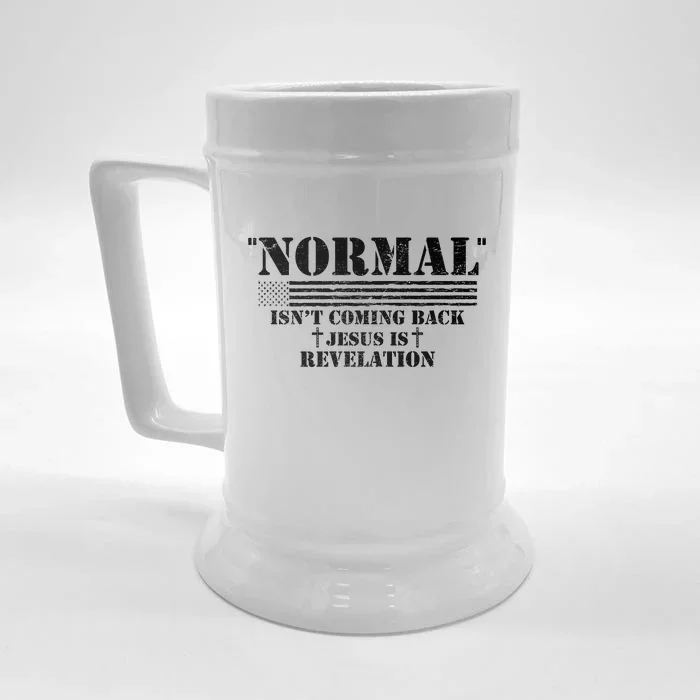 Norman Isnt Coming Back Jesus Is Revelation Christ Christianity Front & Back Beer Stein