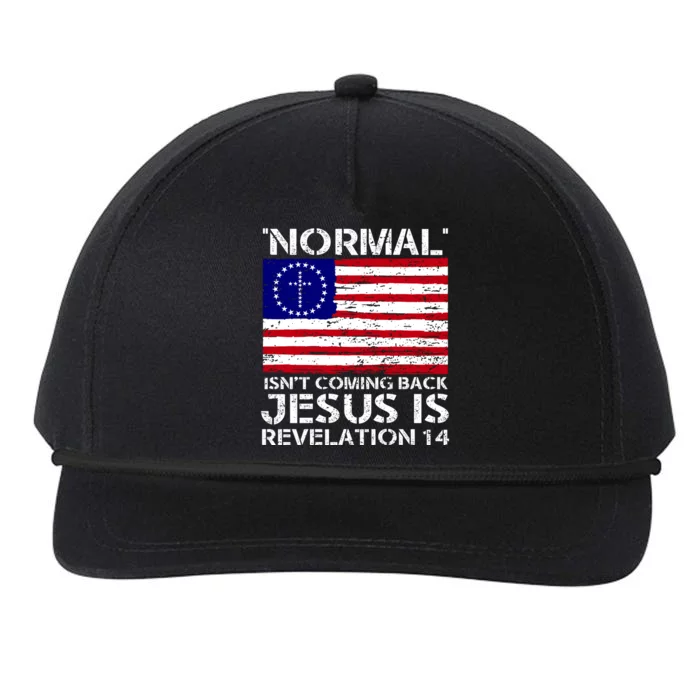 Norman Isnt Coming Back Jesus Is Revelation USA Flag Christianity Snapback Five-Panel Rope Hat