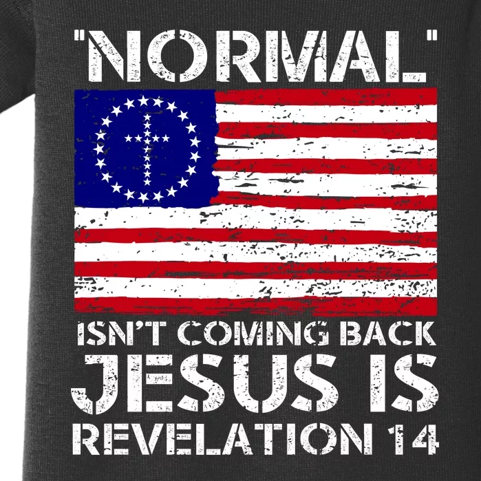 Norman Isnt Coming Back Jesus Is Revelation USA Flag Christianity Baby Bodysuit