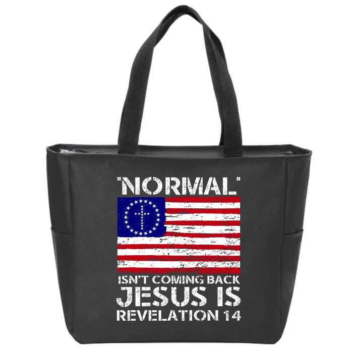 Norman Isnt Coming Back Jesus Is Revelation USA Flag Christianity Zip Tote Bag