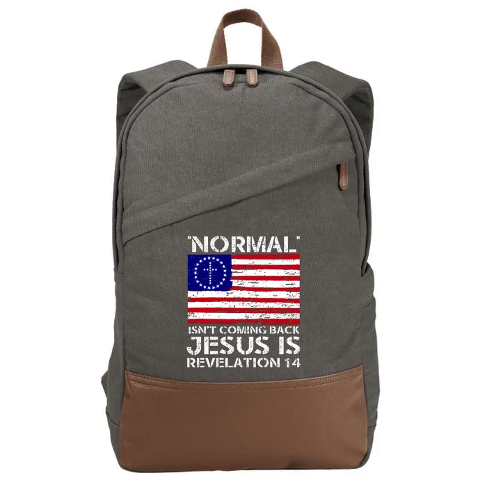 Norman Isnt Coming Back Jesus Is Revelation USA Flag Christianity Cotton Canvas Backpack