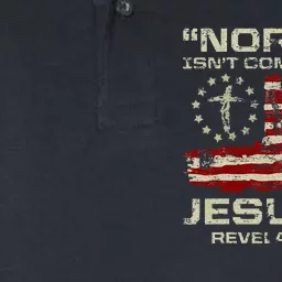 Normal IsnT Coming Back Jesus Is Christian American Flag Softstyle Adult Sport Polo