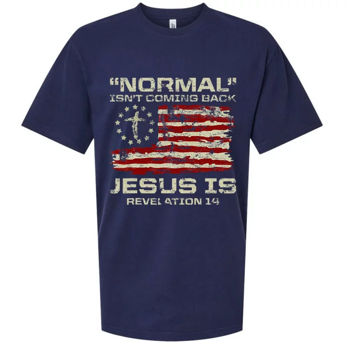 Normal IsnT Coming Back Jesus Is Christian American Flag Sueded Cloud Jersey T-Shirt