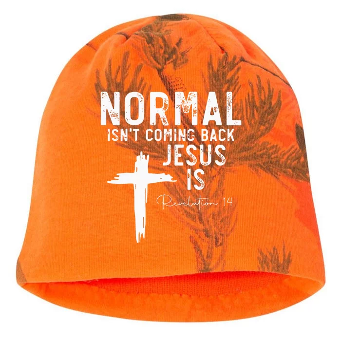 Normal Isnt Coming Back But Jesus Is Revelation 14 Kati - Camo Knit Beanie