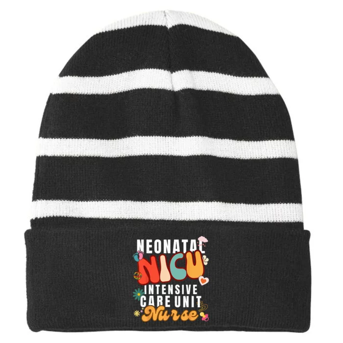 Neonatal Intensive Care Unit NICU Nurse For NICU Nurse Squad Striped Beanie with Solid Band