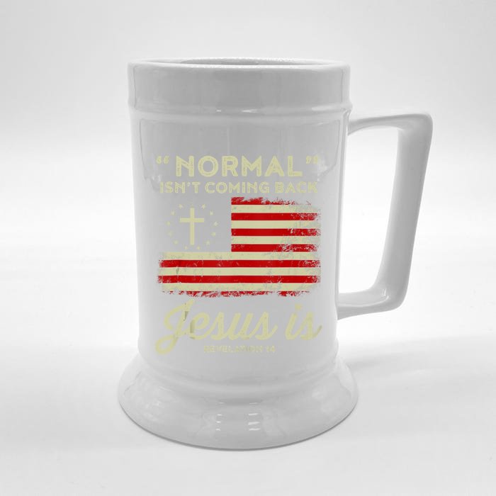 Normal Isnt Coming Back Jesus Is Christian Front & Back Beer Stein