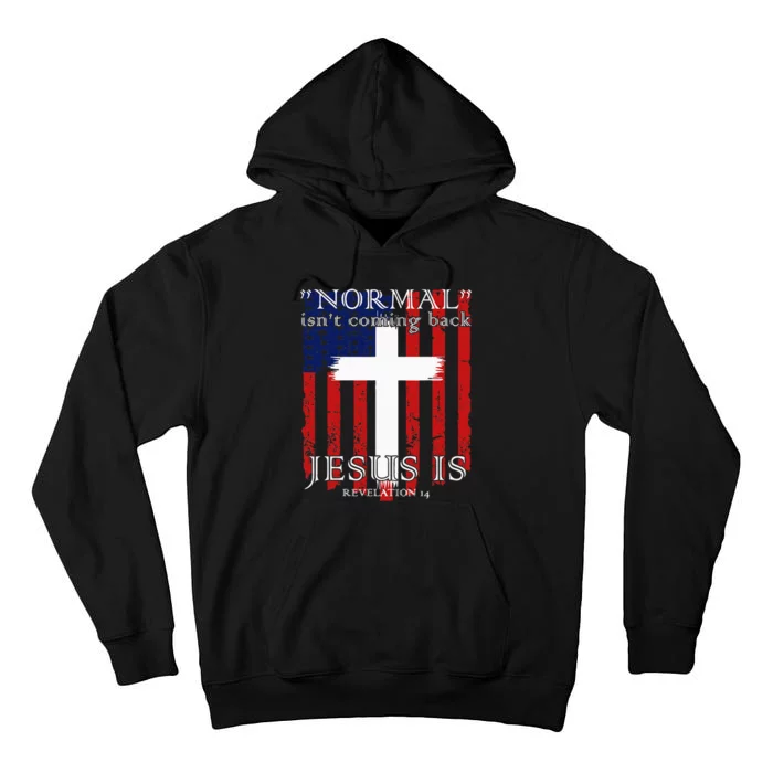 Normal IsnT Coming Back But Jesus Is American Flag Tall Hoodie