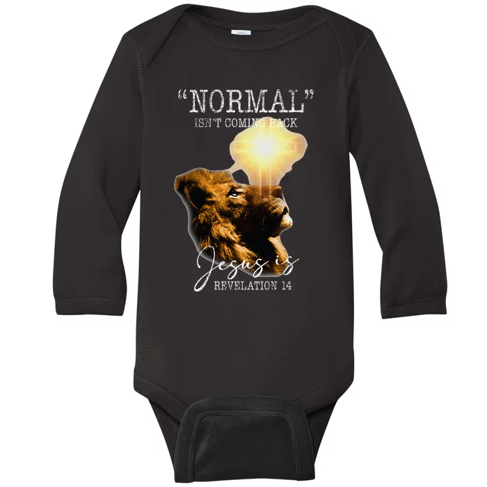 Normal Isnt Coming Back But Jesus Is Cross Christian Easter Baby Long Sleeve Bodysuit