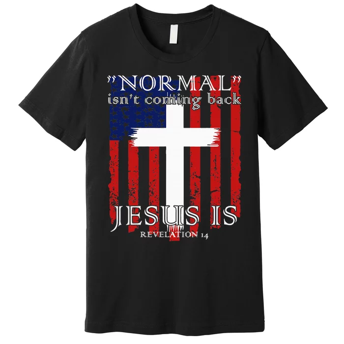 Normal IsnT Coming Back But Jesus Is American Flag Premium T-Shirt