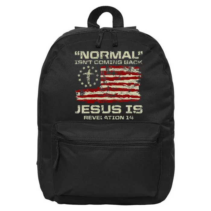 Normal IsnT Coming Back Jesus Is Christian American Flag 16 in Basic Backpack