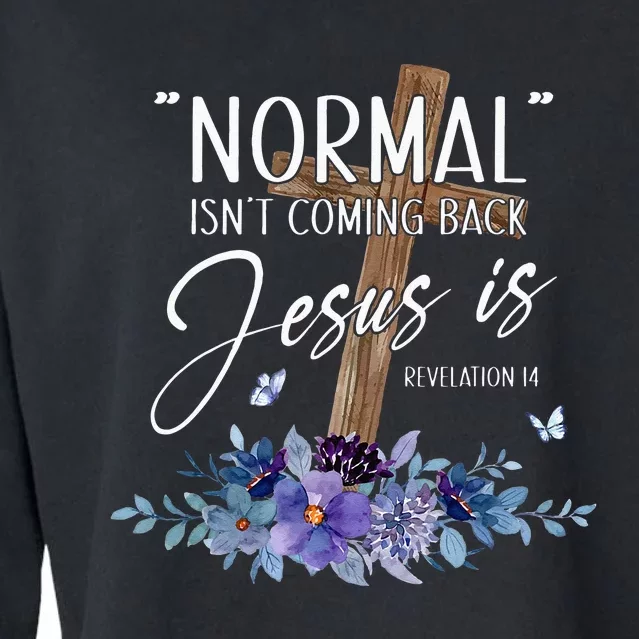 Normal Isnt Coming Back But Jesus Is Revelation 14 Flower Cropped Pullover Crew