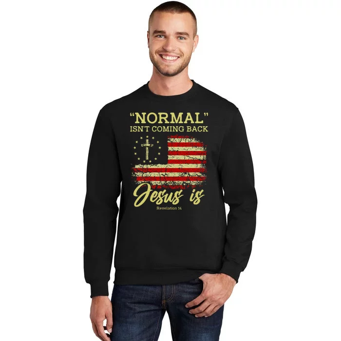 Normal IsnT Coming Back Jesus Is Revelation 14 Christian Tall Sweatshirt