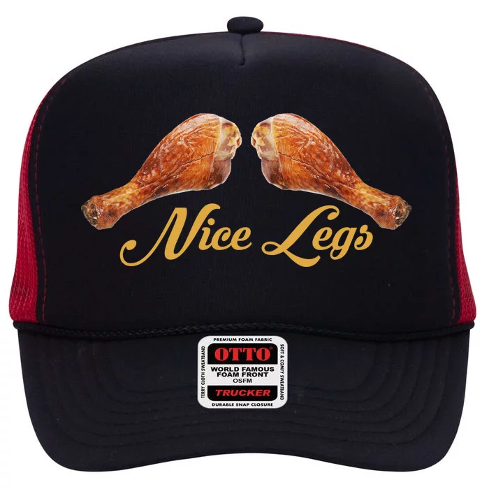 Nice Legs Funny Thanksgiving Turkey High Crown Mesh Trucker Hat