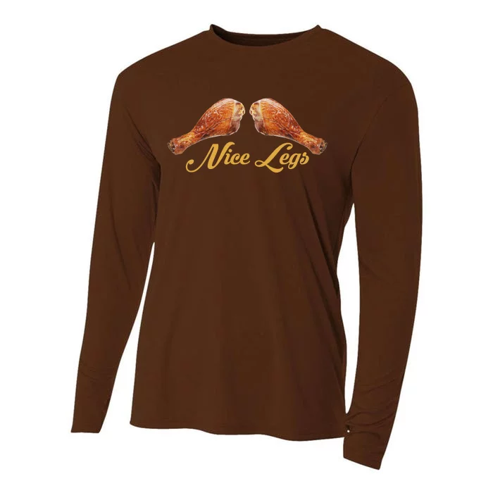 Nice Legs Funny Thanksgiving Turkey Cooling Performance Long Sleeve Crew