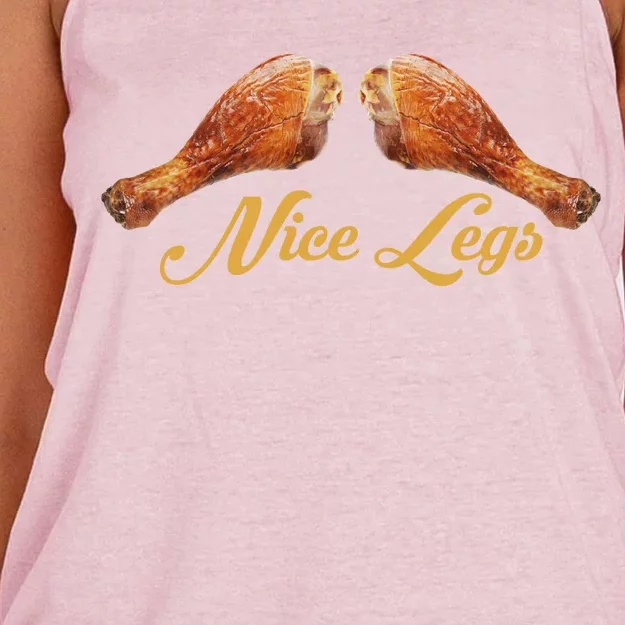 Nice Legs Funny Thanksgiving Turkey Women's Knotted Racerback Tank