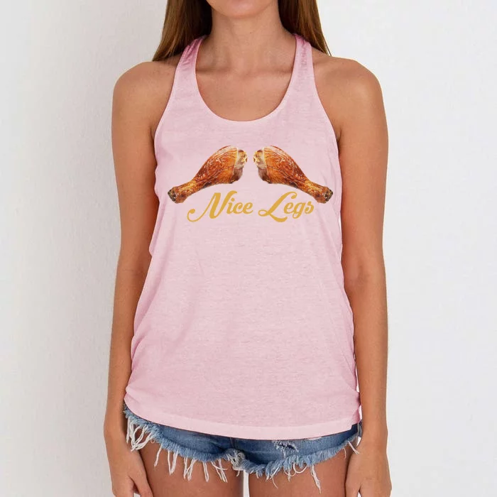 Nice Legs Funny Thanksgiving Turkey Women's Knotted Racerback Tank