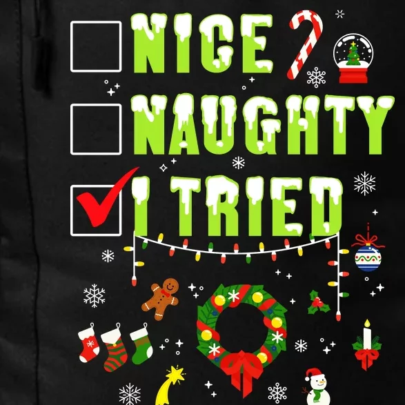 Nice Naughty I Tried Funny Christmas Checklist Daily Commute Backpack