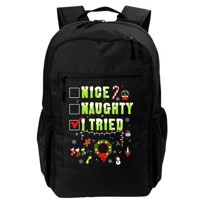 Nice Naughty I Tried Funny Christmas Checklist Daily Commute Backpack