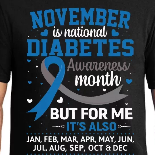 November Is Diabetes Awareness Month Blue And Gray Ribbon Pajama Set