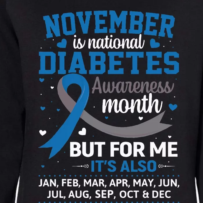 November Is Diabetes Awareness Month Blue And Gray Ribbon Womens California Wash Sweatshirt