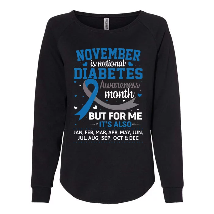 November Is Diabetes Awareness Month Blue And Gray Ribbon Womens California Wash Sweatshirt